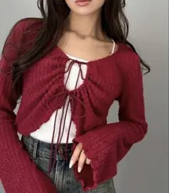 【mily bilet】前後2WAYリボンデザインニットカーディガン