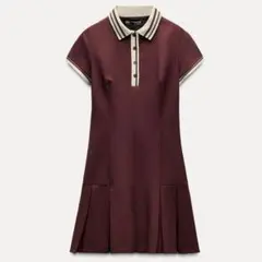 ZARA ザラ コントラストリブ編みプリーツワンピース XS