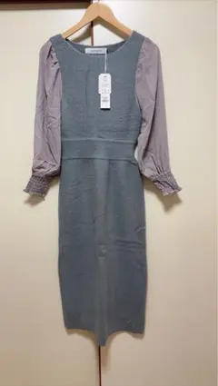 ラグナムーン パフスリーブコンビニットワンピース★