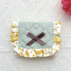 訳あり　移動ポケット フリル　ミモザ柄　女の子　クリップなし ハンドメイド