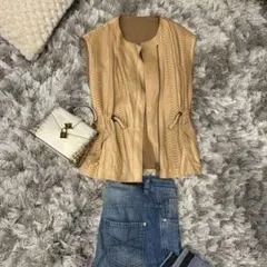 ブルネロクチネリ　レザーベスト　パイソン型押し　蛇　コブラ