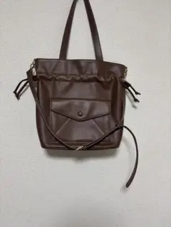 ブラウン ショルダー&トート2wayバッグ <合成皮革>