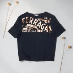 00s★サルヴァトーレフェラガモ★箔プリントTシャツ★黒★M★Y2K アーカイブ