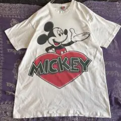 Disney ミッキーマウス ハートデザイン Tシャツ ホワイト レトロのサムネイル