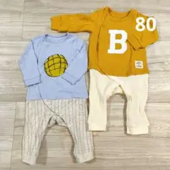 新品未使用☆８０ロンパース・カバーオールセット