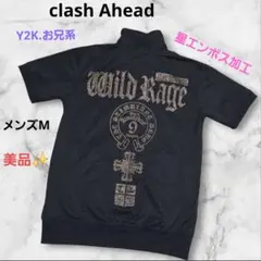 clash Ahead 星型 エンボス加工 半袖 トラックジャケット 黒 金 Mのサムネイル