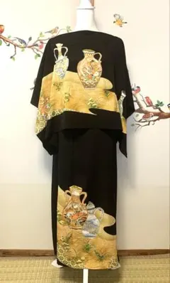 着物　留袖　リメイク　ロングワンピース　ポンチョケープ　セット　ゆったり　大きめ