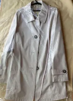 コート　スプリングコート　トレンチコート　オフホワイト　ミドル丈　M　裏花柄