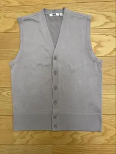 UNIQLO U パープルウォッシャブルボタンダウンニットベストL