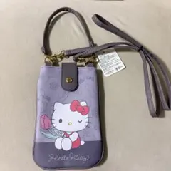2WAYスマホショルダーバッグ グレー　ハローキティ　ポシェット
