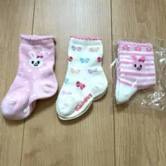 ミキハウス　靴下　3足セット　うさぎ　リボン　11〜13cm