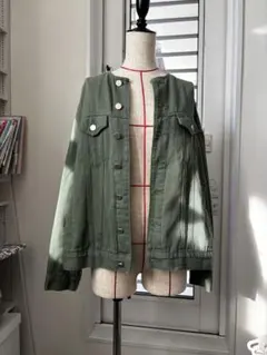 coca カーキ　ノーカラージャケット