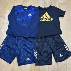 adidas 130 ハーフパンツ、半袖Tシャツ、薄手トレーナー