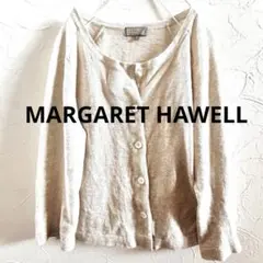 美品　マーガレット　ハウエル　リネン　コットン　カーディガン　短丈　ラグラン袖