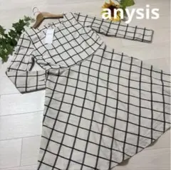 ★新品タグ付き★❣️anysis❣️ワンピース　大人可愛いチェック上品　首元ビジュウ