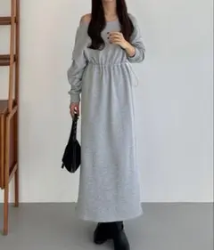 callautia ドロストボートネックスウェットワンピース