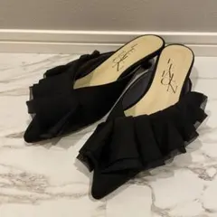 希少　現行完売商品　新品未使用　LE TALON モカ　チュールフリル　サンダル 希少 現行完売商品＊LE TALON モカ チュールフリル サンダル M