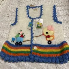 昭和レトロ　　エクスラン高級糸ベビーベスト カラフル　日本製　デッドストック