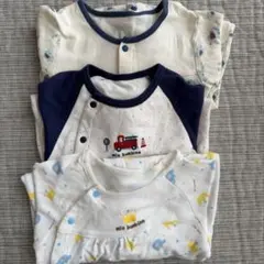 男の子ベビー　綿100%ロンパース　 年中素材　50-60 センチ3枚セット
