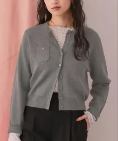 1〜2回の着用　titivate ポケットニットカーディガン　チャコール　L