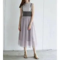 ECLIN ノースリーブ コルセット レイヤード ワンピース ロング Fのサムネイル