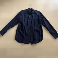 GU 麻綿　長袖シャツ　S ネイビー