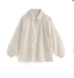 【グレイル】ウェーブ柄シフォンシアーシャツ