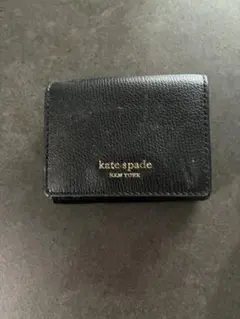 kate spade 黒 レザー 三つ折り財布