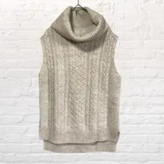 10296コルザ ノースリーブタートルニット セーター ネック 茶色 M 古着