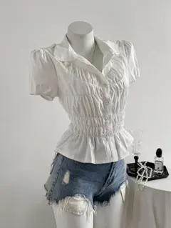 SHEIN フリル付き半袖ブラウス Sサイズ