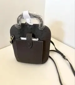 【オーストリッチ風 2way ショルダーバッグ ダークブラウン】