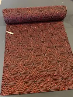 赤と黒の幾何学模様 着物反物