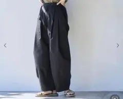 coen ランタンパンツ Lブラック カーブパンツ ワイドパンツ バレルパンツ