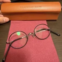 最終値下げ。MASUNAGA ラウンドフレームメガネ ケース、メガネ拭き付き