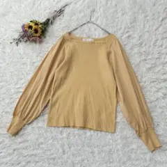 ROPÉ PICNIC　異素材　長袖カットソー　スクエアネック　バルーン袖　黄色