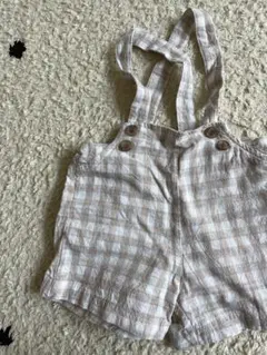 MONBEBE チェック柄オーバーオール S