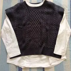 ハニーズ ニットベストカットソーセット チャコールグレー Lサイズ