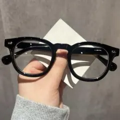 新品 ウェリントン型 伊達メガネ 黒 丸型 太縁 男女兼用 おしゃれのサムネイル