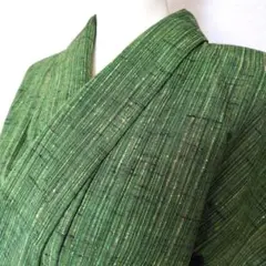 着物　緑　グリーン系　縦縞　レトロ