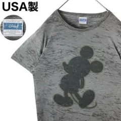 希少古着USA製シャドーミッキーマウスプリントTシャツ霜降りチャコールグレー
