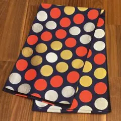 袋帯 振袖用 西陣織 正絹 中古 紺 水玉so422