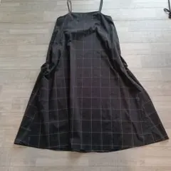 無印良品　ブラック チェック柄 キャミワンピース