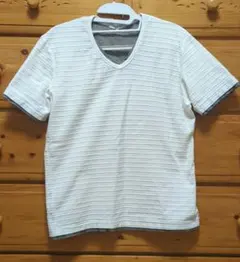 CLOSSHI メンズ　半袖Tシャツ　Vネック　重ね着風　白　 Lサイズ