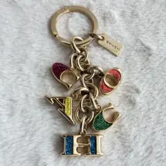 【極美品】COACH コーチ キーホルダー レター チャーム マルチカラー ラメ