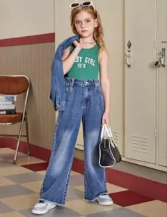 shein ティーン ワイドレッグ ジーンズ　134-140cm 10Y