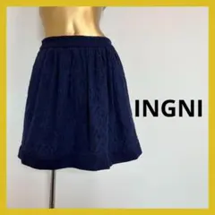 【4610】INGNI レース フレアスカート M ネイビー