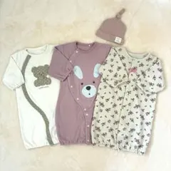 新生児　ツーウェイ・ドレスオール　帽子未使用50〜60