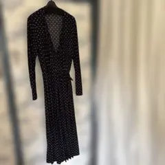 ユニクロイネドコラボネイビー 花柄 ラップワンピース 長袖