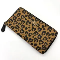 COACH コーチ　長財布　レオパード　豹柄　ラウンドファスナー