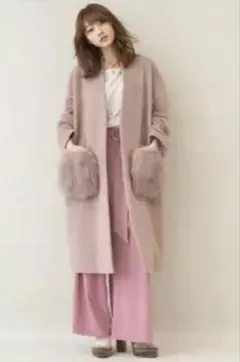 cocodeal 紗栄子着用　ファーコート　FOXファーポケットロングコート